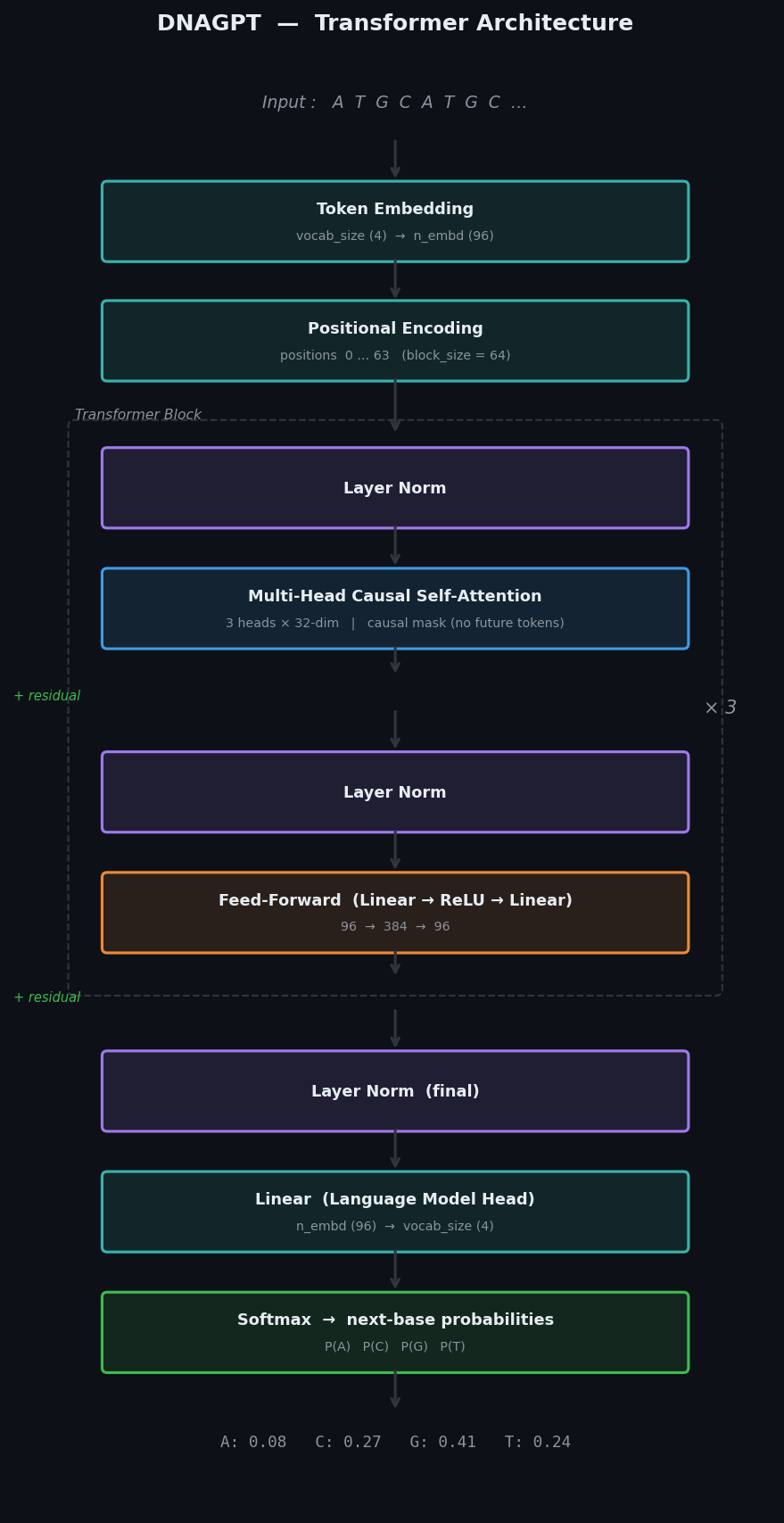 DNAGPT Transformer Architecture diagram